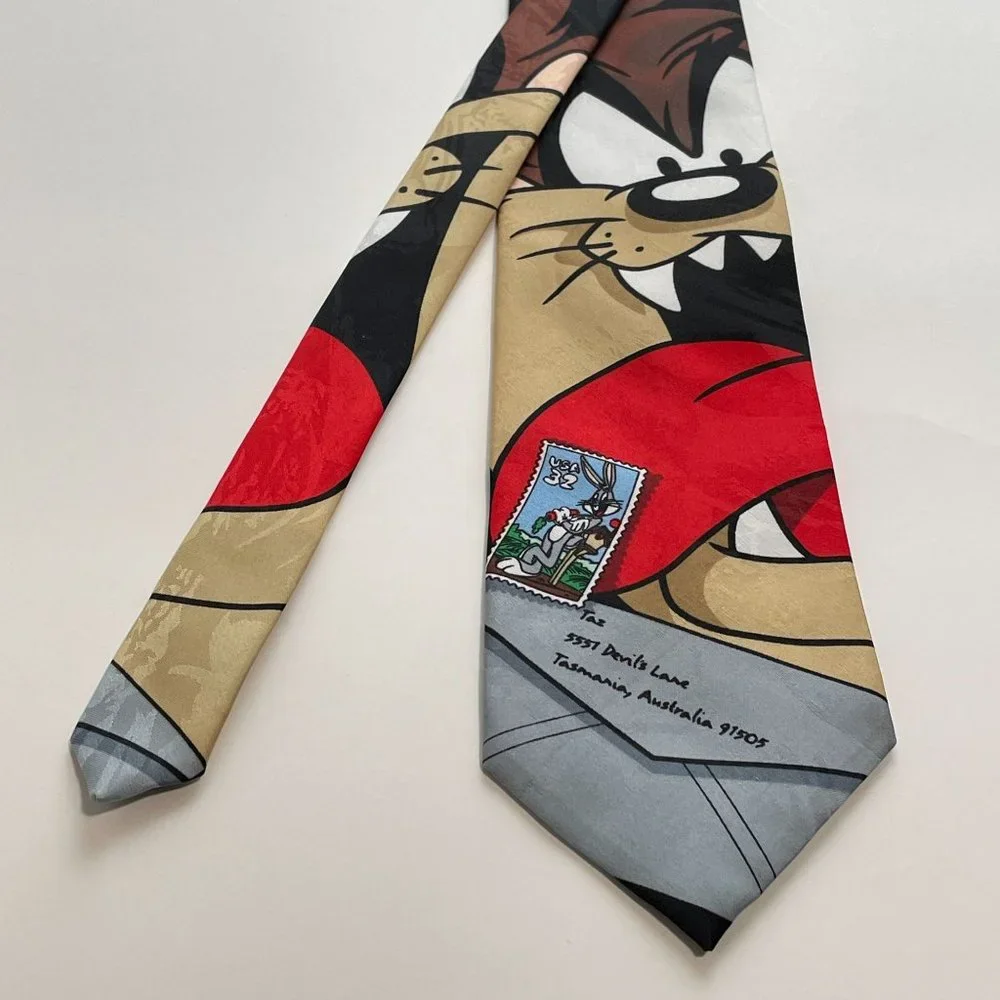 Looney Tunes Stamp Collection Taz Lick‎ Tie Warner Brothers Black Tasmanian